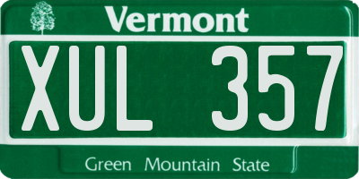 VT license plate XUL357