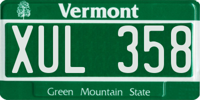 VT license plate XUL358