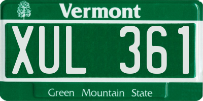 VT license plate XUL361