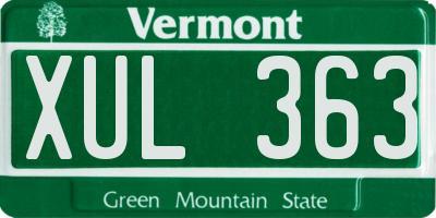 VT license plate XUL363