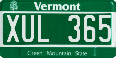 VT license plate XUL365