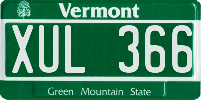 VT license plate XUL366