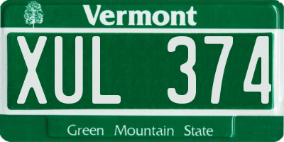 VT license plate XUL374