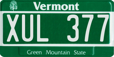 VT license plate XUL377