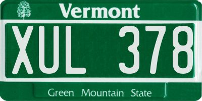 VT license plate XUL378