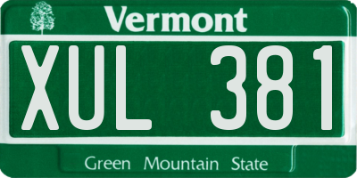 VT license plate XUL381