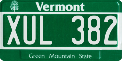 VT license plate XUL382