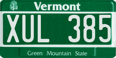 VT license plate XUL385