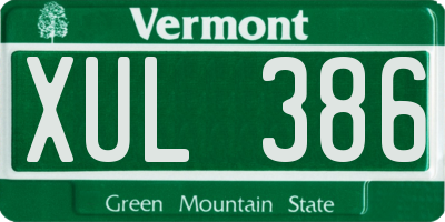 VT license plate XUL386