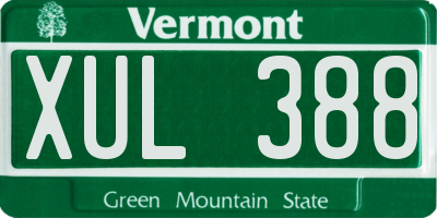 VT license plate XUL388
