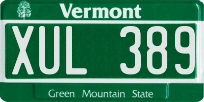 VT license plate XUL389