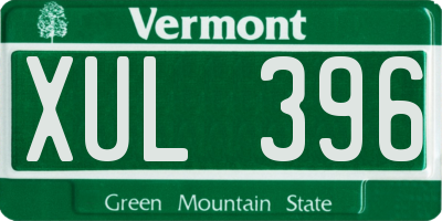 VT license plate XUL396