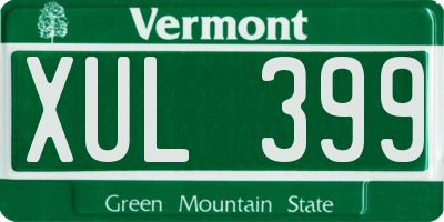 VT license plate XUL399