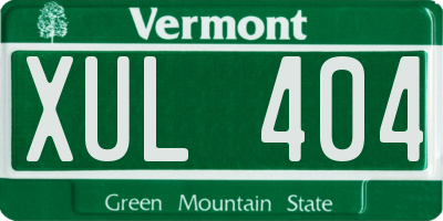 VT license plate XUL404
