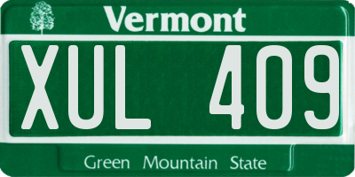 VT license plate XUL409