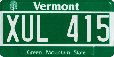VT license plate XUL415