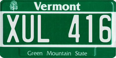 VT license plate XUL416