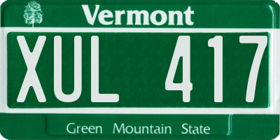 VT license plate XUL417