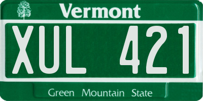 VT license plate XUL421