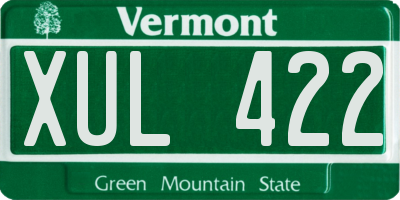 VT license plate XUL422