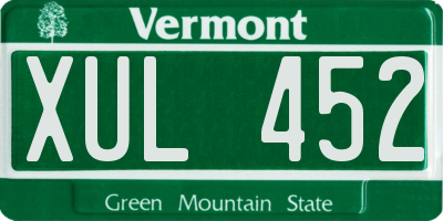 VT license plate XUL452