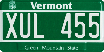 VT license plate XUL455