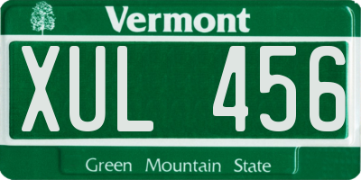 VT license plate XUL456