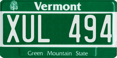 VT license plate XUL494
