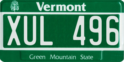 VT license plate XUL496