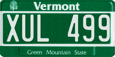 VT license plate XUL499