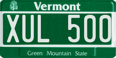 VT license plate XUL500