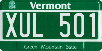 VT license plate XUL501