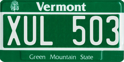 VT license plate XUL503