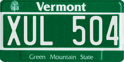 VT license plate XUL504