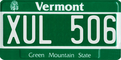 VT license plate XUL506