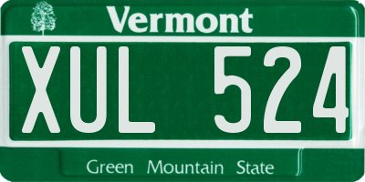 VT license plate XUL524