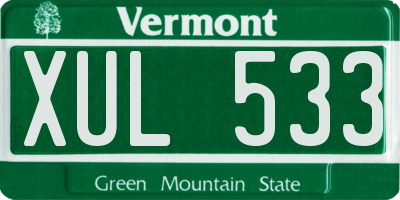 VT license plate XUL533