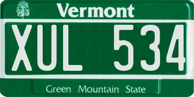 VT license plate XUL534