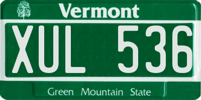 VT license plate XUL536