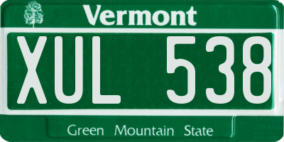 VT license plate XUL538