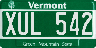 VT license plate XUL542