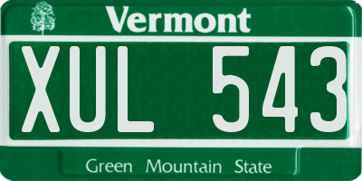 VT license plate XUL543