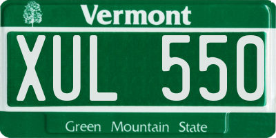 VT license plate XUL550