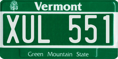 VT license plate XUL551
