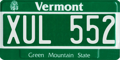 VT license plate XUL552