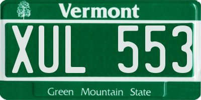 VT license plate XUL553