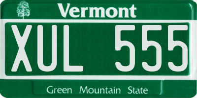 VT license plate XUL555