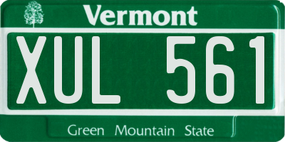 VT license plate XUL561