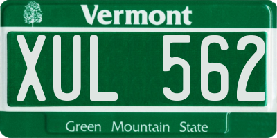 VT license plate XUL562