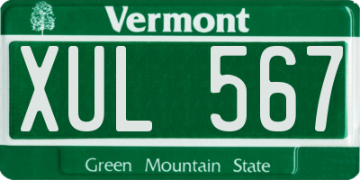 VT license plate XUL567